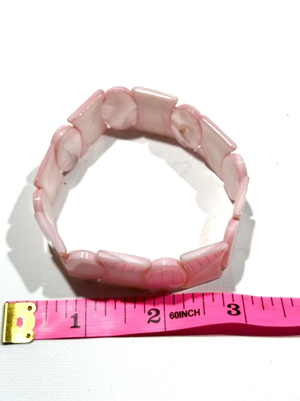 Blush Pink Pearlescent Stretch Bracelet Chunky Statement